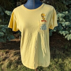 99' Tweety Bird Looney Tunes Yellow T-Shirt Pocket Patch Embroidery Warner Bros